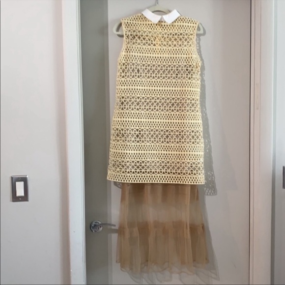Self-Portrait Layered Shift Dress in Nude - Picture 2 of 5